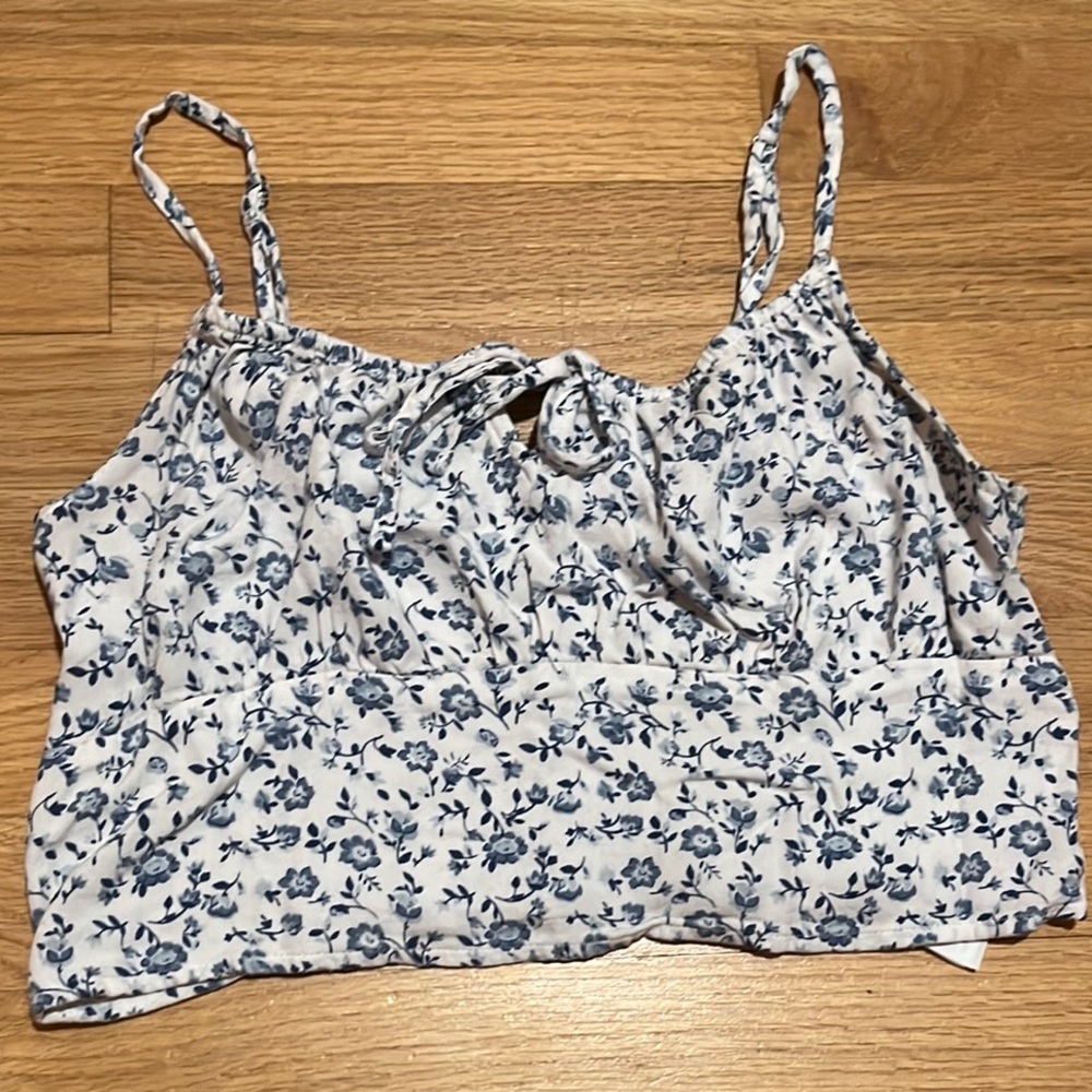 Hollister Blue Floral Camisole Crop Top